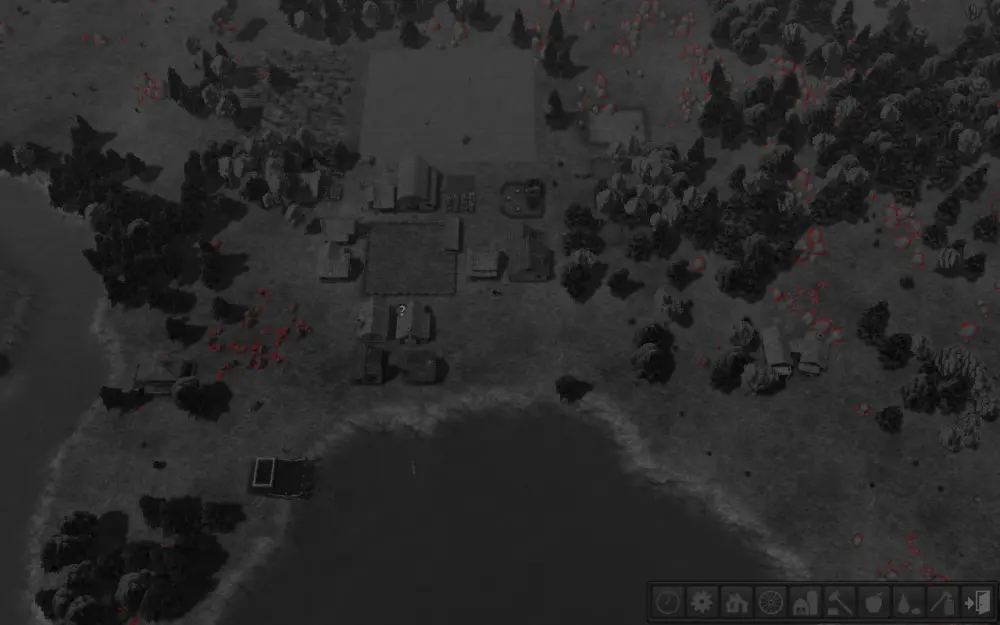 Heat map of the small town, old build against new: the frame in grey, with red only on the rocks and the iron ore piles